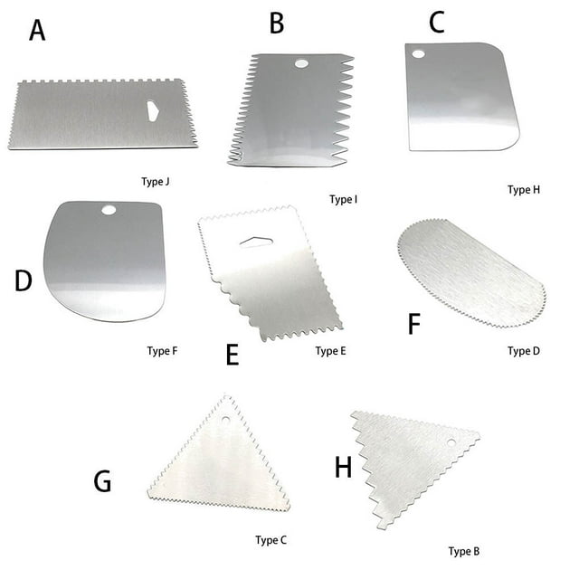 Stainless Steel Cake Scraper Cream Icing Smoothers Teeth Edge Cakes Decorating Sugar Craft Baking Accessory Household Tools 9.5*6.8cm Type 5