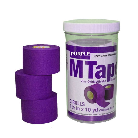 Mueller M-Tape Canister (3 Rolls/Pack)-Purple (1.5" x10 yds)