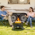thumbnail image 3 of 20Inch Outdoor Smokeless Propane Fire Pit with Grill Grate &  Lid, 3 of 6