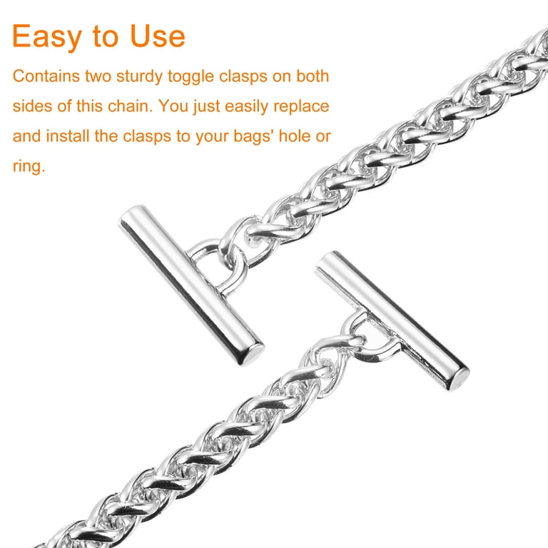 Uxcell Iron Flat Chain Strap, 55 Handbag Purse Chain Strap DIY Bag  Replacement, Silver Tone 