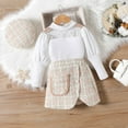 thumbnail image 5 of Ruyang Toddler Girls Plaid Skirt Spring Outfits Bubble Sleeve Glitter Tshirts Top Irregular Skirt with Hat Set 3Pcs, 5 of 8