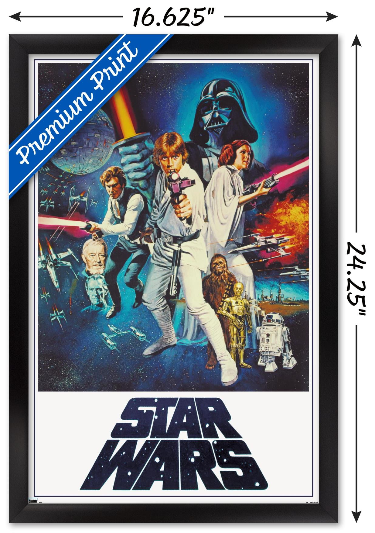 Star Wars: A New Hope - One Sheet (No Billing Block) Wall Poster, 14.725 x  22.375 Framed 