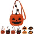 thumbnail image 1 of Bolso cruz de Halloween con calabaza, bolso cruz de piel sintética para Halloween, diseño de calabaza, 1 of 3