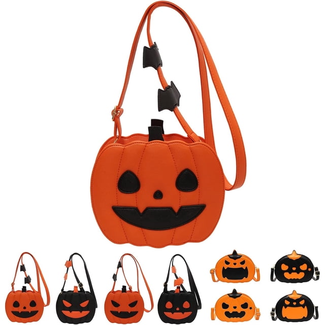 Bolso cruz de Halloween con calabaza, bolso cruz de piel sintética para Halloween, diseño de calabaza