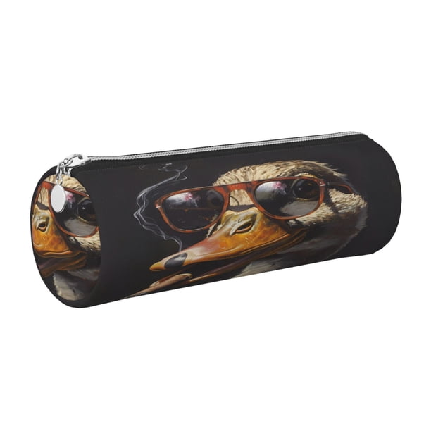 Disketp Modern Funny Duck Estuche Organizador de Lápices de Cuero, Estuche de Oficina con Cremallera para Bolígrafo y Lápiz