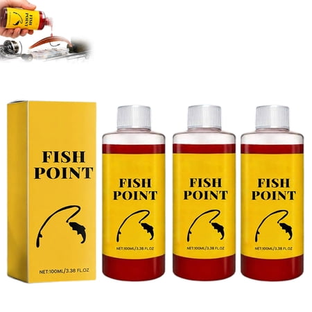 Fish Point Fish Attractant Liquid Concentrated Red Worm Scent Fishing Bait Enhancer for Trout Panfish Bass and Freshwater Fishing Creates More Effective Bait Presentation (3PC)