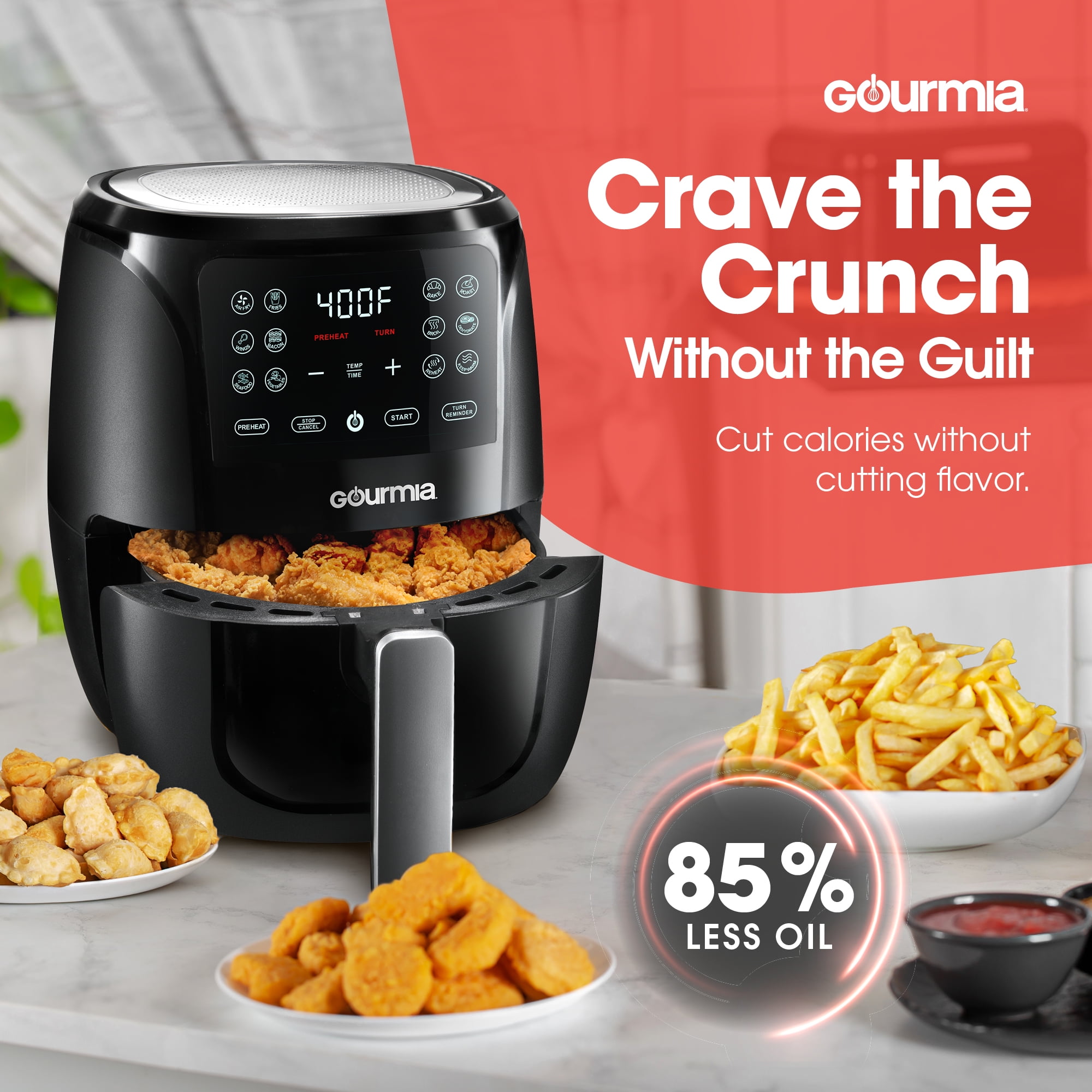 Gourmia 4 Qt Digital Air Fryer & Dehydrator with Guided