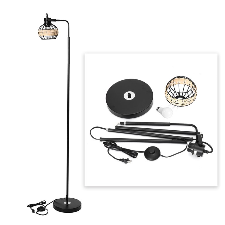 verdacht Pech tornado 63inch Industrial Floor Lamp, Bulbs Included,Rattan Cage Standing LED  Light, Bright & Durable For Bedroom Living Room - Walmart.com