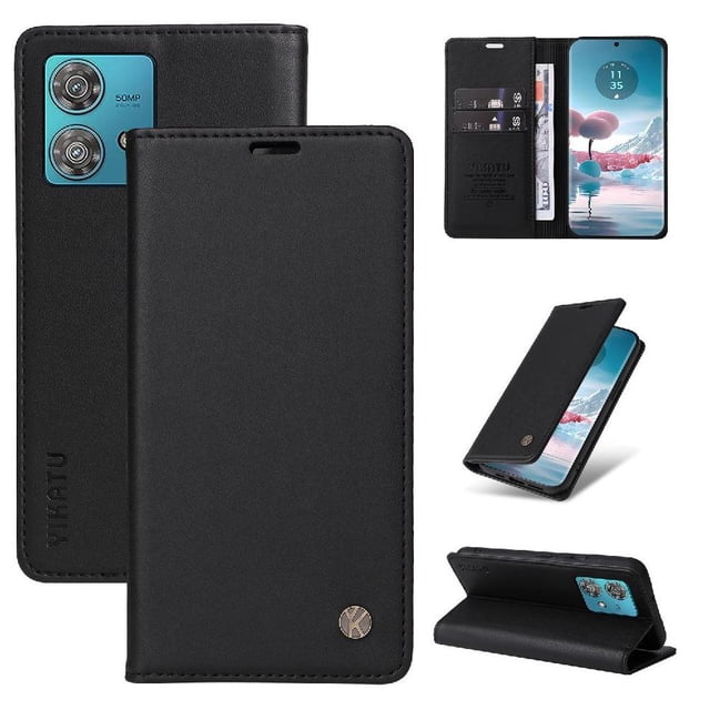 Funda para Motorola Edge 40 Neo 5G Estuche de Cuero PU Tipo Cartera con Ranuras para Tarjetas y Cierre Magnético