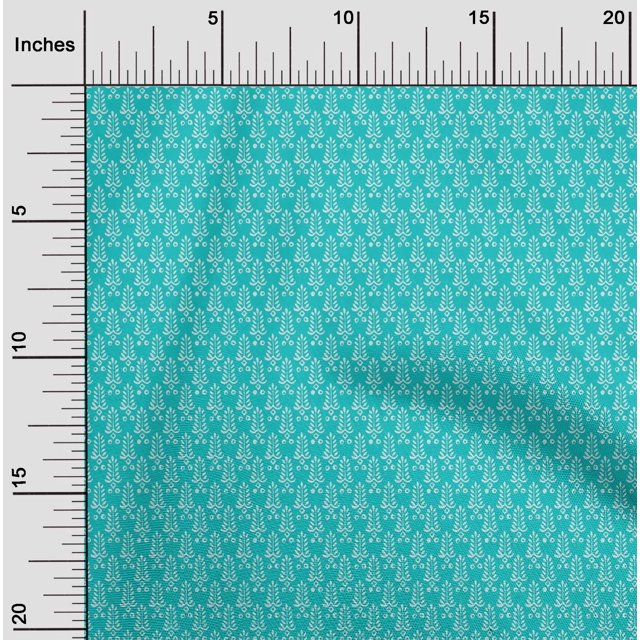 oneOone Cotton Poplin Fabric Leaves Block Printed Craft Fabric BTY 56 Inch Wide