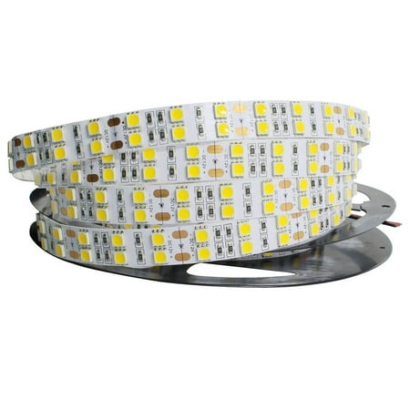 LED4Everything (TM) 5M 16.4ft 12V SMD White 5050 IP20 Non-Waterproof 600 LED Double Row Strip Light