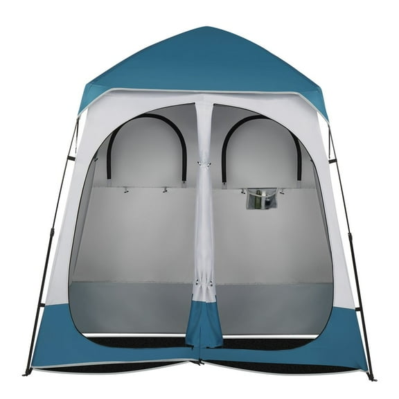 IVV 2 Room Pop Up Shower Privacy Tent Dressing Room Sun Shelter for Outdoor Camp Toilet Camping Biking Fishing, Blue/White