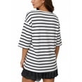 thumbnail image 3 of MOYIKO Striped T Shirts for Women 3/4 Length Sleeve Crewneck Casual Loose Fit Tees Summer Tops, 3 of 7