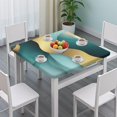 thumbnail image 3 of Teal Gold Marble Pattern Square Fitted Tablecloth with Elastic Edge,Square Table Cover,Washable Elastic Table Cover for Home Kitchen Party Decor 34"x34", 3 of 6
