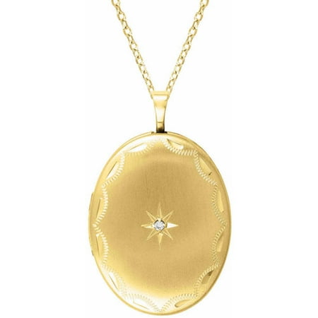 Diamond Accent Yellow Gold-Plated Sterling Silver Oval-Shaped Locket Pendant