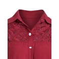 thumbnail image 3 of Frontwalk Ladies Shirts Lapel Neck Blouse Short Sleeve Tops Women Casual Tunic Shirt Button Down Claret 4XL, 3 of 6