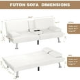 thumbnail image 3 of Wubio Futon Sofa Bed, Futon Couch with Removable Armrests, Adjustable Recliner Sleeper Sofa Bed with Dual Cup Holders for Living Room, Apartment, Office (Corduroy, White), 3 of 9
