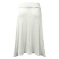 thumbnail image 2 of Doublju Women's High Waist Elastic Soft Flare Flowy Midi Skirt (Plus Size Available), 2 of 4