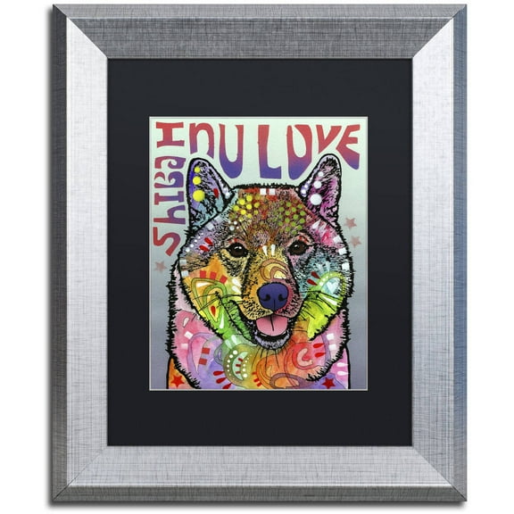 Trademark Fine Art 'Shiba Inu Luv' Canvas Art by Dean Russo, Black Matte, Silver Frame
