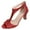 Red, variant on XIMIN Women Orthopedic Open Toe Heels High Heel Dress Rhinestone Shoes Suede Sandals Cutout Roman Sandals with Back Zipper Summer Party Prom Footwear