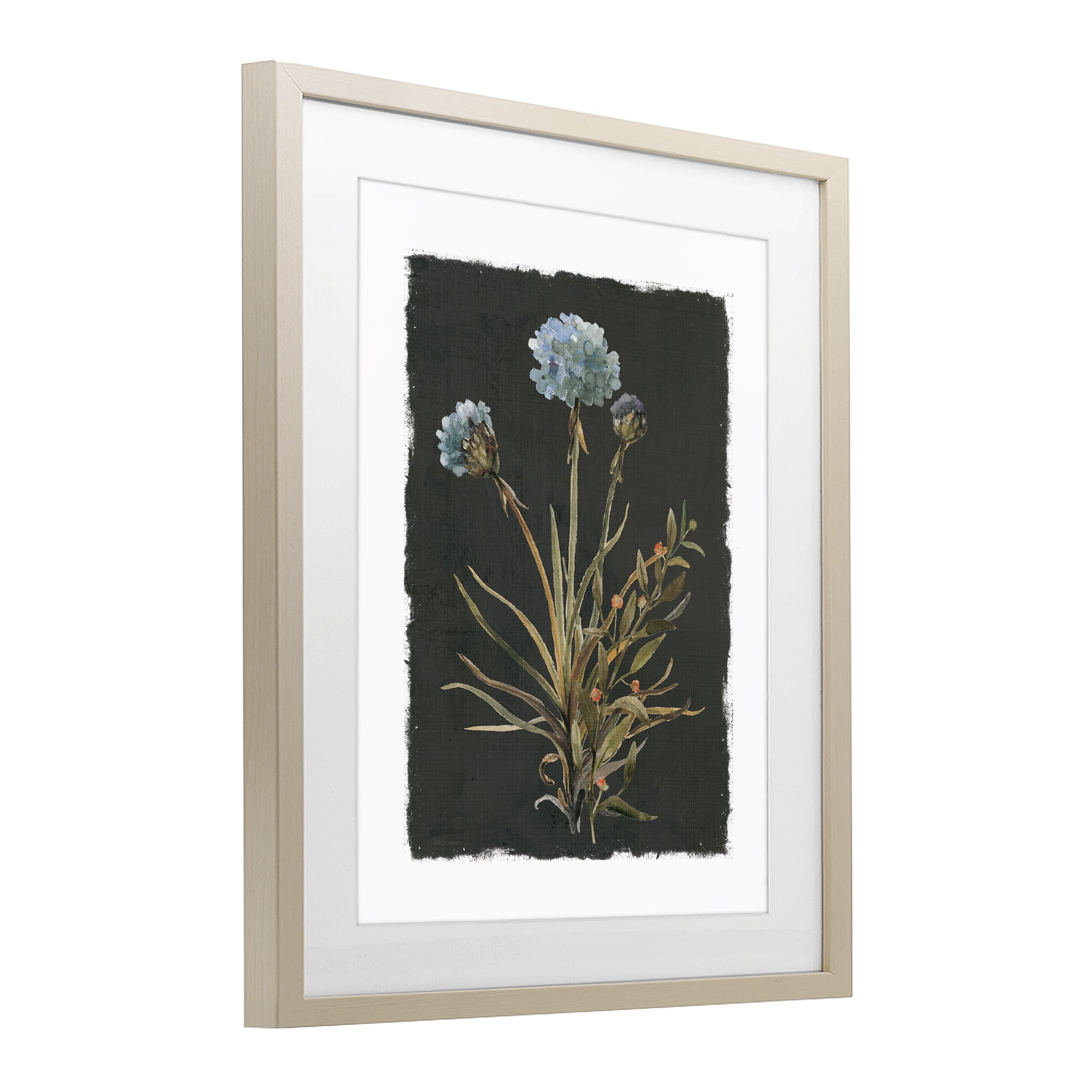 Stupell Industries Cerulean Bloom on Dark Green Birch Framed Print Under Glass, design by Carol Robinson
