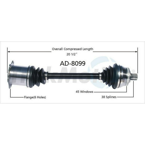 CV Axle Shaft Fits select: 2002-2004 AUDI A4, 2005 AUDI A4 QUATTRO CABRIOLET