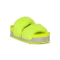 thumbnail image 1 of Bamboo Faux Fur Double Band Rhinestone Platform Sandal 20209, 1 of 4