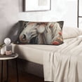 thumbnail image 6 of Gukieu Vintage Floral White Horse Print Plush Pillow Cover, Hidden Zipper Pillow Protector without Pillow Core, Suitable for Bedroom, Office, Car Decoration-20"x30", 6 of 6