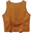 thumbnail image 4 of Amazhiyu Womens Pure Linen Sleeveless Button Down V Neck Crop Top Summer Vest Waistcoat, 4 of 6