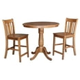 thumbnail image 3 of 36" Round Solid Wood Gathering Height Pedestal Dining Table with 2 San Remo Counter Height Stools in Distressed Oak by International Concepts, 3 of 4