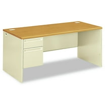 HON H38292L.C.L 38000 Series 66 in. x 30 in. x 29.5 in. Left Pedestal Desk - Harvest/Putty
