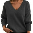 thumbnail image 2 of POROPL Pullover Sweaters for Women V-Neck Sweater Casual Oversized Knitted Top Size S-XXL, 2 of 3