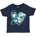 thumbnail image 3 of Inktastic Cervical Cancer Awareness Teal and White Ribbon Around Heart Boys or Girls Toddler T-Shirt, 3 of 5