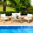 thumbnail image 3 of Gymax 8PCS Patio Acacia Wood Conversation Furniture Set w/ Off White Cushions, 3 of 8