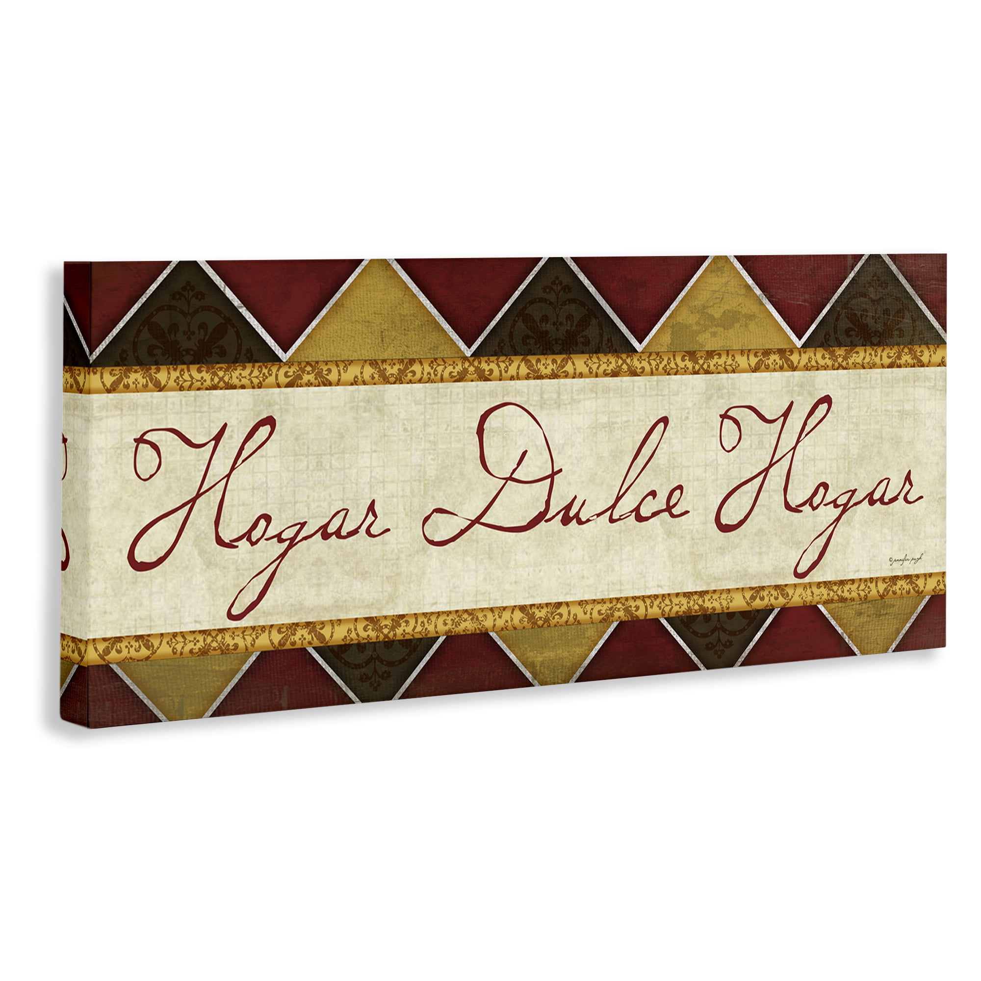 Stupell Industries Hogar Dulce Hogar Patrón Tradicional Signs and Rules Painting Wrapped Canvas Art Print Wall Art, 24 x 10