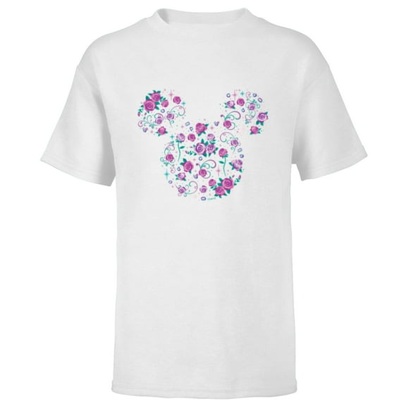 Disney Mickey Mouse June Birth Month Birthstone & Flowers - Short Sleeve T-Shirt for Kids - Customized-White