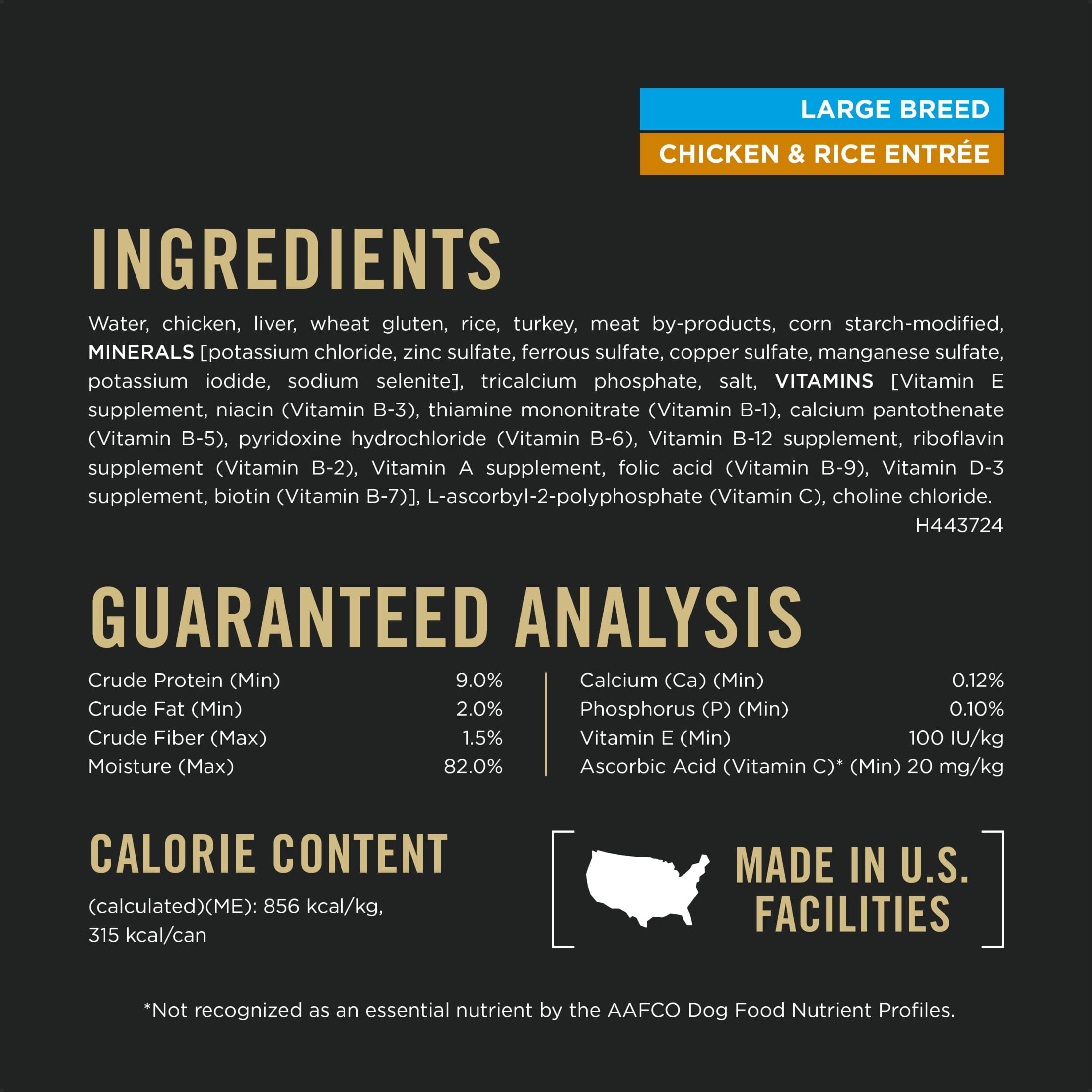 Purina Pro Plan Gravy Wet Large Breed Dog Food, Chicken and Rice Entrée, 13 oz Can