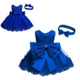 thumbnail image 2 of ZHUASHUM flower girl dresses Baby Girls Lace Bowknot Wedding Formal Tutu Dress+Headband Set Clothes teen dresses Blue,Size:3-6 Months, 2 of 4