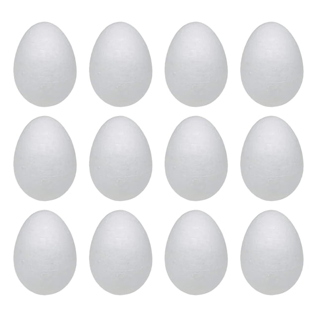 Huevos de Pascua de espuma, versátiles, lisos, para pintar, para rellenar cestas, hechos a mano 12 piezas de 12 cm