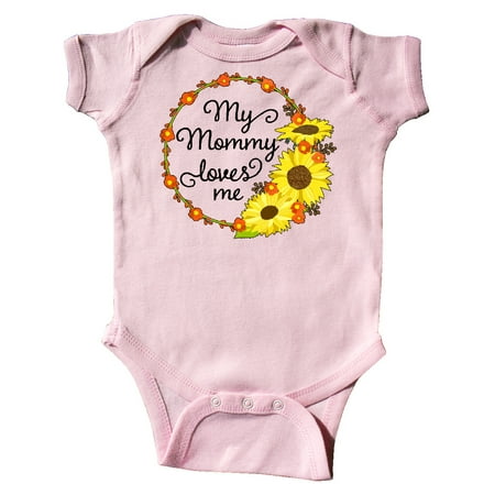 

Inktastic My Mommy Loves Me with Sunflower Wreath Gift Baby Boy or Baby Girl Bodysuit
