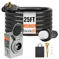 thumbnail image 3 of KFFKFF Generator Connection Kit with 25FT Cord, 50 Amp, NEMA 14-50P/SS2-50R, STW 6/3+8/1 AWG, Twist Lock, Pre-Drilled Power Inlet Box, ETL Certified, 3 of 10