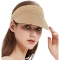 thumbnail image 2 of Sombrero de sol plegable enrollable para mujer, gorra de playa de paja de ala ancha, cierre de bucle y visera de Golf ajustable-2004 café Vhermosa Gorras y Gorros, 2 of 6