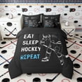 thumbnail image 3 of Erosebridal Distressed Hockey Twin Bedding Sets, Sport Bedding Comforter Set for Men and Boys, Black Reversible 7pcs, 3 of 6