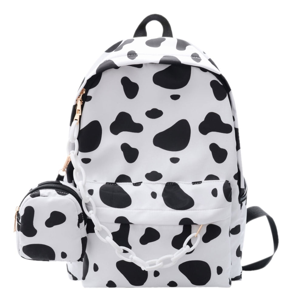 Unisex PU Leather Backpack Animal Skin Cow Spots Print Womens Casual Daypack Mens Travel Sports Bag Boys College Bookbag