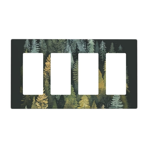 Hand drawn forest Switch Cover Decorative Wall Plate / 4-Gang 4-Decor / Standard Size 4.5x8 in