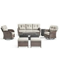 thumbnail image 2 of PARKWELL Wicker Patio Furniture Set with Fire Pit Table, Outdoor Luxury High-Back Sectional Swivel Rocker Chairs Sets, Oversized 7-Seat Conversation Set for Porch, Balcony, Deck, Brown/Beige, 2 of 12