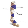 thumbnail image 2 of Golf Knickers Colorful Knee High Argyle Cotton Socks For Men Women and Youth - WWWW: Khaki/Royal/White - Ladies, 2 of 2