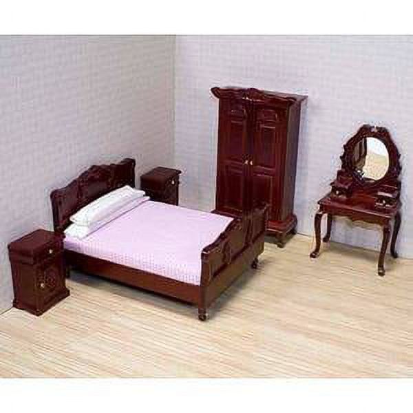 Dollhouse Furniture Queen Bed Set, Mini Bedroom Accessories for 12