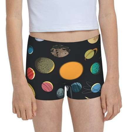 Pofeuu Planets And Their Moons Print Soft Cotton Girls Boyshort panties Toddler Underwear-X-Large