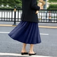 thumbnail image 5 of Tulle Skirts for Women Pleated Layered Tutu Skirt Ladies Elegant Flowy Long Skirts Casual Pleated a-Line Maxi Skirt High Waisted Flowy Skirts Elegantes Bridesmaid Wedding Midi Skirt Dark Blue M, 5 of 6